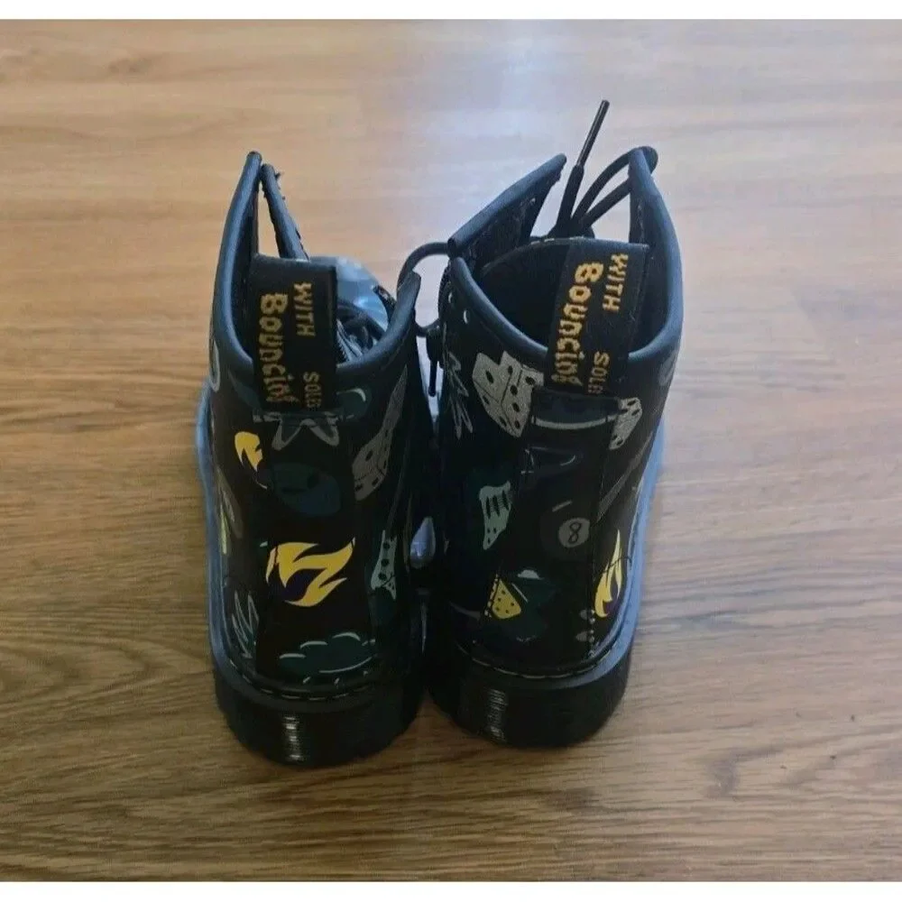 Dr Martens Kids 1460 Sticker Print Leather Lace Up Boots Size 5 Display Unit